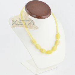 Amber necklace polished matt octahedron mix